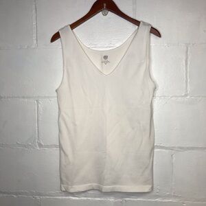 Jilla Women's Plus Size 3X White V Neck Ribbed Tank Top